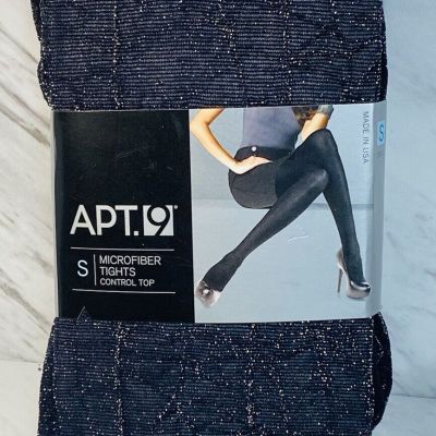 Apt. 9 Microfiber Tights Control Top Size Small Black Silver Metallic USA NEW!